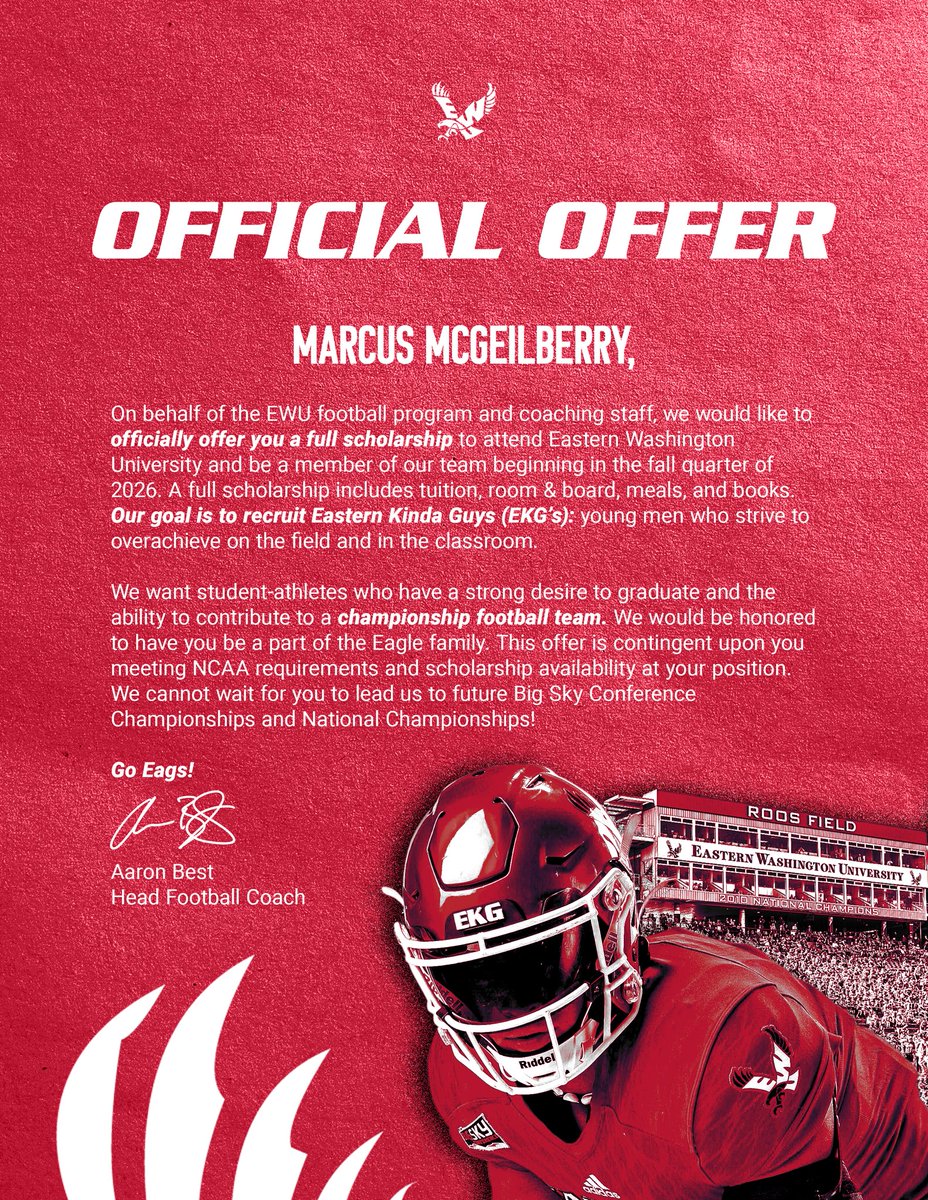 Marcus Mcgeilberry (@marcusssm3) on Twitter photo Extremely blessed for the official offer thank you for the opportunity! <a href="/EWUCoach_Bruce/">Zach Bruce</a> <a href="/CoachBestEWU/">Coach Aaron Best</a> <a href="/EWUFootball/">EWU Football 🏈</a> <a href="/CoachAgno/">George Anagnostopoulos</a> <a href="/Aquinas_Falcons/">Aquinas Falcons Football</a> <a href="/DannyLockhartS1/">Coach Danny Lockhart Football/Boxing/MMA</a> Extremely blessed for the official offer thank you for the opportunity! <a href="/EWUCoach_Bruce/">Zach Bruce</a> <a href="/CoachBestEWU/">Coach Aaron Best</a> <a href="/EWUFootball/">EWU Football 🏈</a> <a href="/CoachAgno/">George Anagnostopoulos</a> <a href="/Aquinas_Falcons/">Aquinas Falcons Football</a> <a href="/DannyLockhartS1/">Coach Danny Lockhart Football/Boxing/MMA</a>