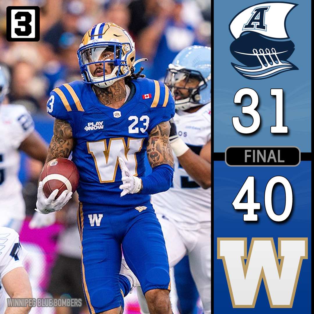 John Hodge (@johndhodge) on Twitter photo There are ugly wins. Then there are really ugly wins. Then there's whatever that was.
Regardless, the Winnipeg Blue Bombers have snapped their three-game losing skid to improve to 4-3.
Postgame column incoming for <a href="/3DownNation/">3DownNation</a>.
#Bombers | #ForTheW | #Winnipeg | #CFL There are ugly wins. Then there are really ugly wins. Then there's whatever that was.
Regardless, the Winnipeg Blue Bombers have snapped their three-game losing skid to improve to 4-3.
Postgame column incoming for <a href="/3DownNation/">3DownNation</a>.
#Bombers | #ForTheW | #Winnipeg | #CFL