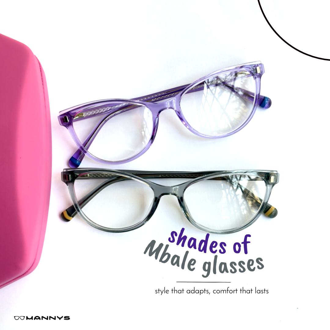 Same bold cateye shape, two totally different moods.  

🩶 Grey Mbale – Soft. Chic.  
💜 Purple Mbale – Playful. Bold. Full personality.  

Whether you're feeling calm and collected or vibrant and daring, there's a Mbale for that.  

4,800  
Free eye tests  

0796959977