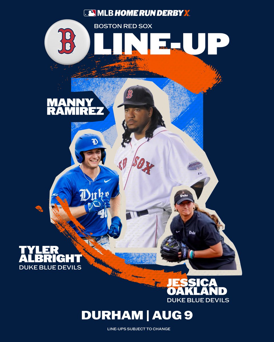 Durham Bulls (@durhambulls) on Twitter photo See <a href="/DukeBASE/">Duke Baseball</a>'s Tyler Albright & <a href="/DukeSOFTBALL/">Duke Softball</a>'s Jessica Oakland team up with Manny Ramirez as they compete against other MLB legends, female stars, and players from UNC, NC State, and ECU at MLB Home Run Derby X next Saturday!
Join us: ticketmaster.com/event/2D0062A2… See <a href="/DukeBASE/">Duke Baseball</a>'s Tyler Albright & <a href="/DukeSOFTBALL/">Duke Softball</a>'s Jessica Oakland team up with Manny Ramirez as they compete against other MLB legends, female stars, and players from UNC, NC State, and ECU at MLB Home Run Derby X next Saturday!
Join us: ticketmaster.com/event/2D0062A2…