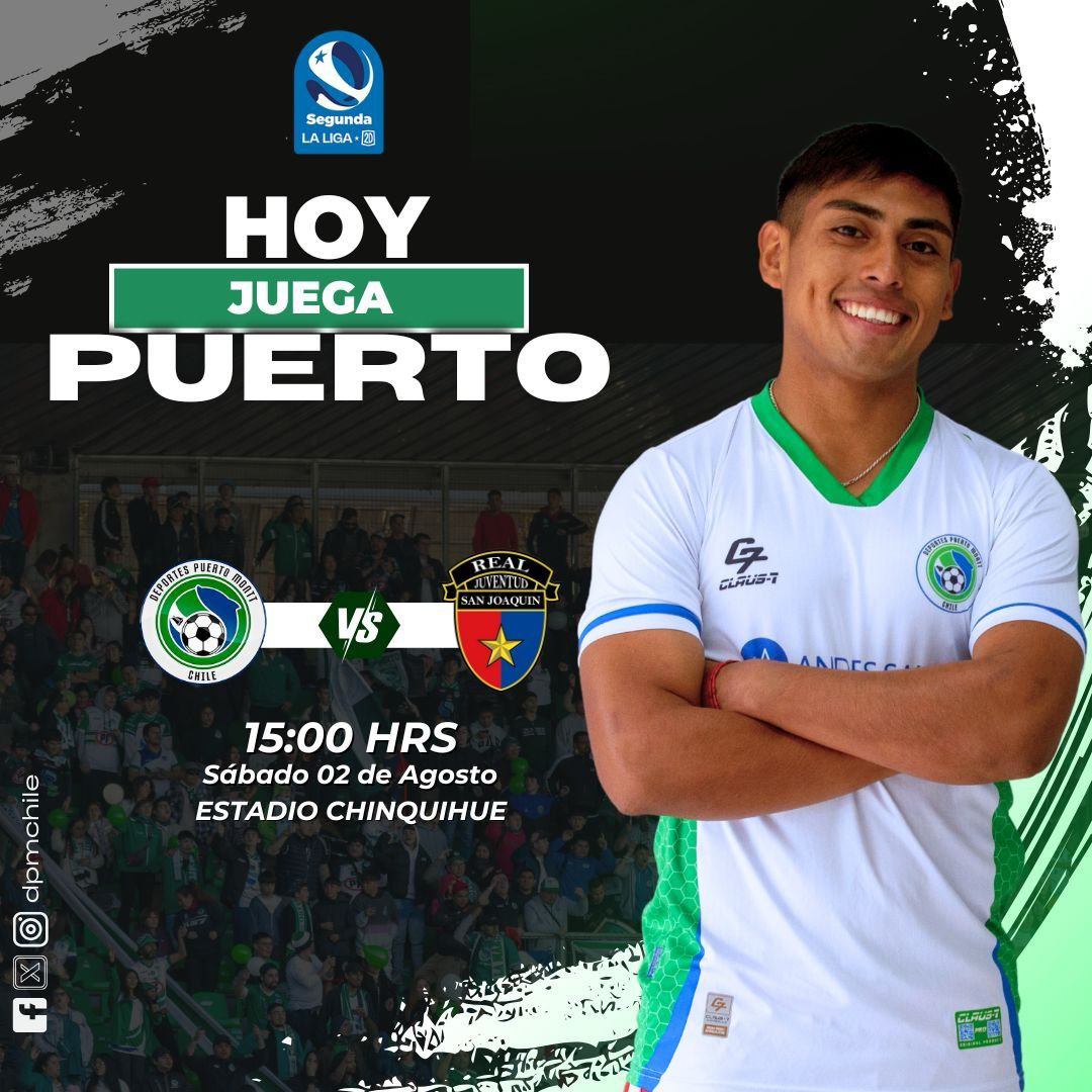 📢 ¡Señoras y señores, es un gusto informar que hoy juega Puerto! 💚🤍

El Velero vuelve a casa, vuelve al Chinquihue, para enfrentar a Real San Joaquín. ⚽ 🐬 

#TodosSomosPuertoMontt #VamosPuerto
