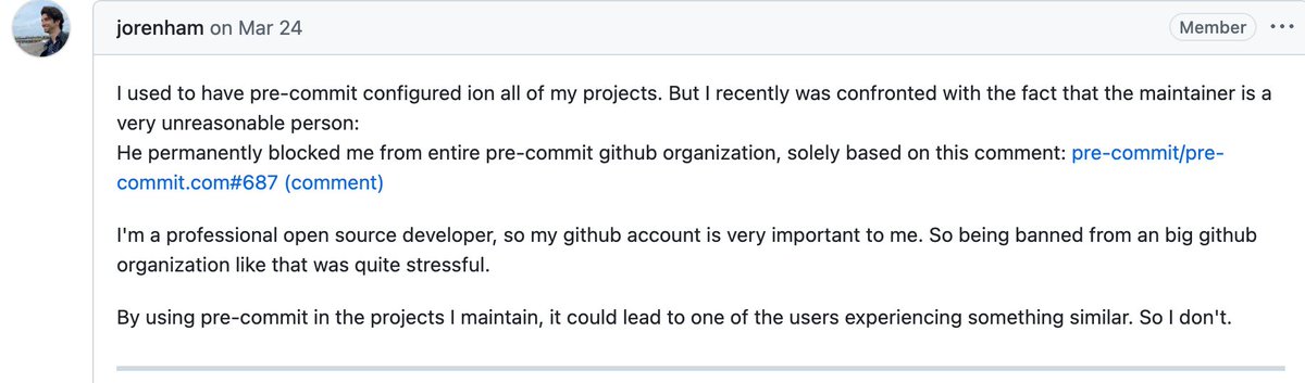 哈哈，看来大家都知道  pre-commit 原作者有多傻逼了
github.com/numpy/numtype/…