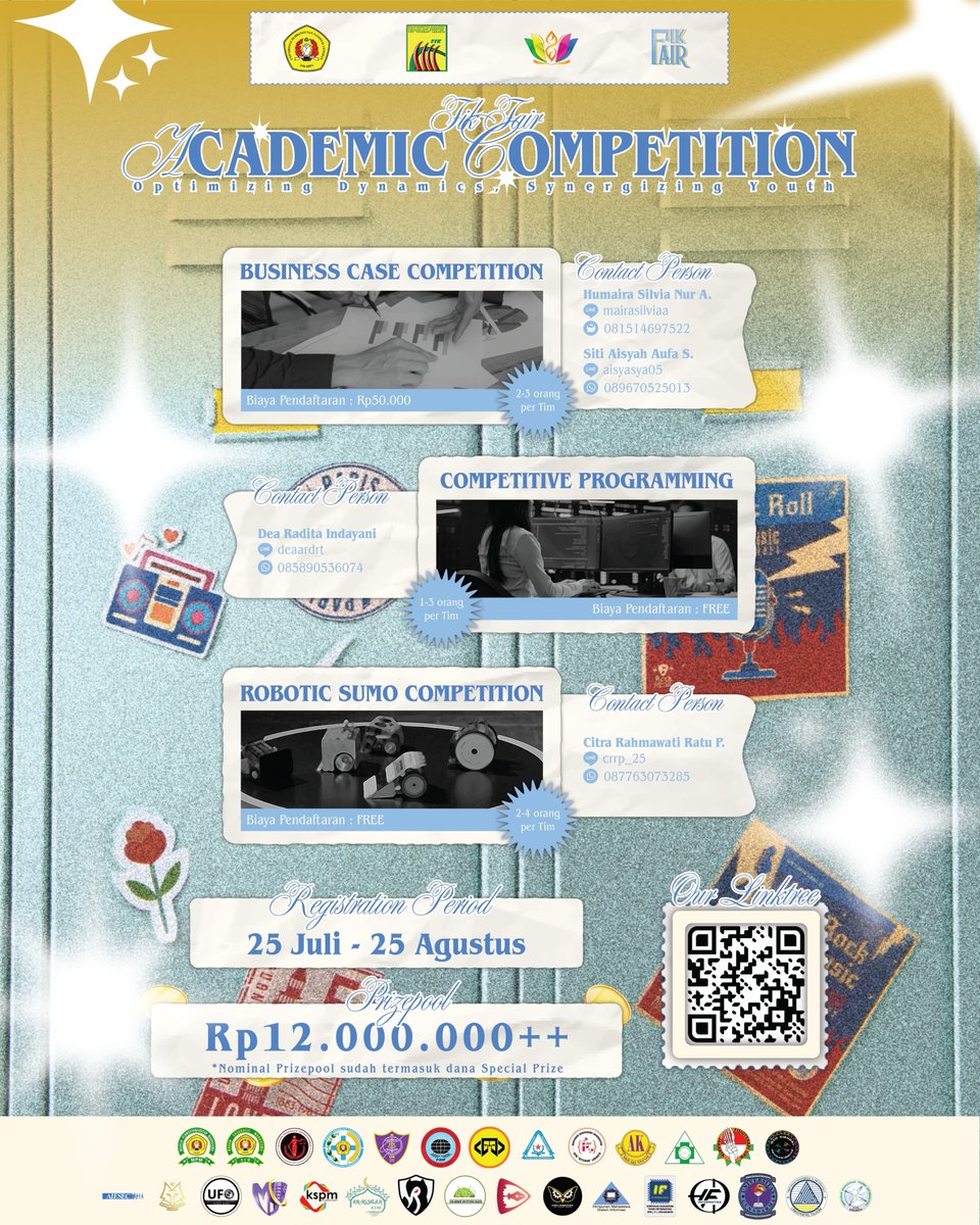 🔥 FIK FAIR 2025 COMPETITION: ESPORTS &amp; ACADEMIC BATTLE ARENA! 🔥

📅 Open Registration: 25 Juli – 25 Agustus 2025

Check it out on posters