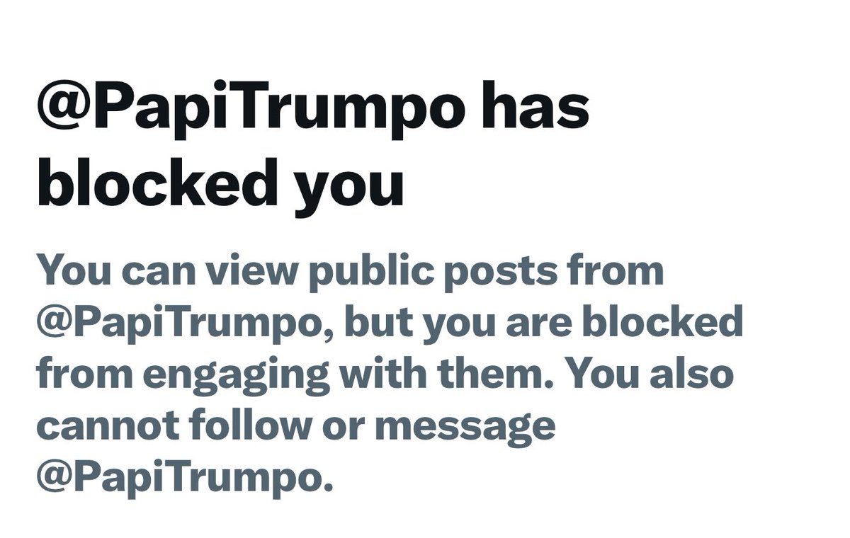 Many believe this account is President Trump who believes in free speech right! Many are being misled and continue to be a part of this psychopath, delusional BS! I’ve been blocked for over a year now for calling this account out! Not President Trump!