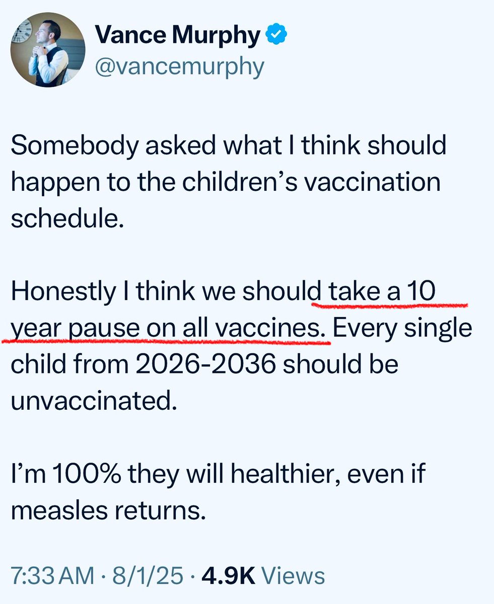 Larry Cook (@stopvaccinating) on Twitter photo A ten year ban on vaccines would decimate the vaccine industry because it would become obvious to everyone that the unvaccinated are healthier. 
Image a society without SIDS, seizures, asthma, eczema, cancer, diabetes, autism, etc.
The Medical Mafia would be paralyzed. A ten year ban on vaccines would decimate the vaccine industry because it would become obvious to everyone that the unvaccinated are healthier. 
Image a society without SIDS, seizures, asthma, eczema, cancer, diabetes, autism, etc.
The Medical Mafia would be paralyzed.