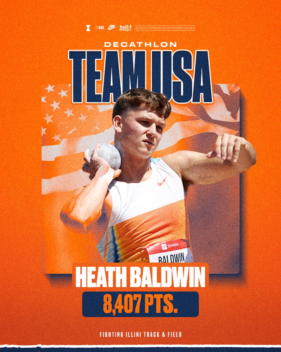 Illinois Track & Field and Cross Country (@illinitrackxc) on Twitter photo Assistant coach <a href="/Baldwin1Heath/">Heath Baldwin</a> qualifies to the World Athletics Championships for Team USA 🇺🇸
He placed second today at the USATF Outdoor National Championships in the decathlon to punch his ticket (8,407 points)!
#WhyNotILL Assistant coach <a href="/Baldwin1Heath/">Heath Baldwin</a> qualifies to the World Athletics Championships for Team USA 🇺🇸
He placed second today at the USATF Outdoor National Championships in the decathlon to punch his ticket (8,407 points)!
#WhyNotILL