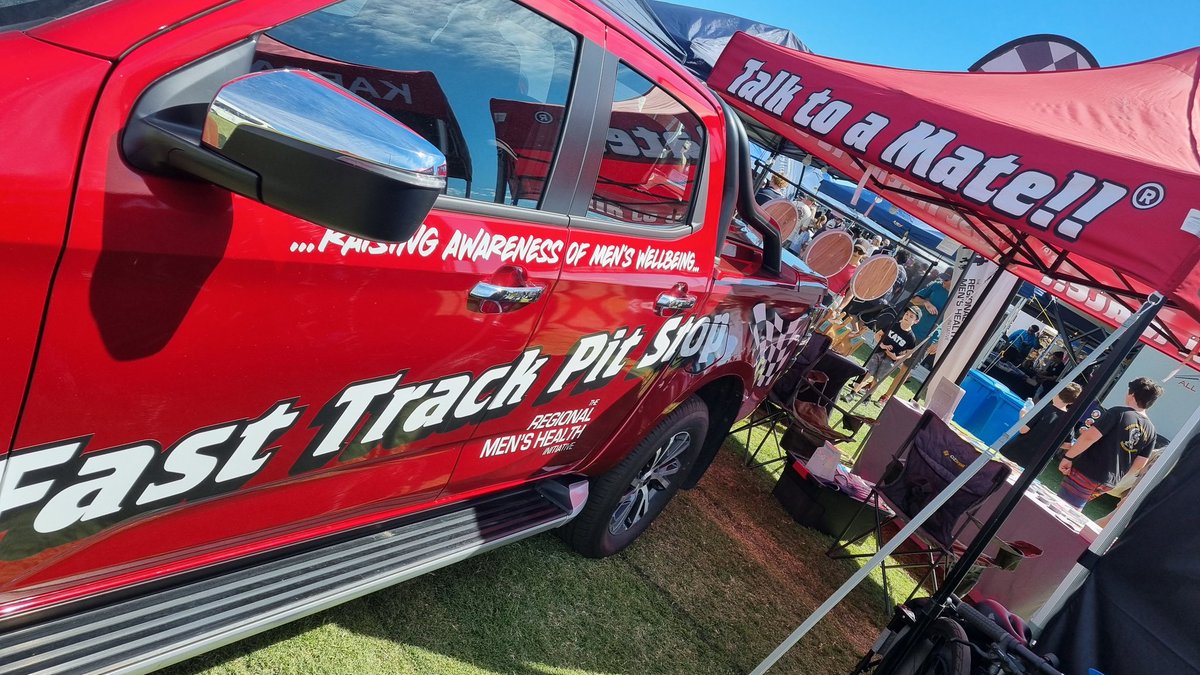 #FeNaCING festival karratha 2025.  <a href="/RMHI_4BLOKES/">The Regional Men's Health Initiative</a> deliver fast track pit stop mens health awareness.
#talktoamate!!