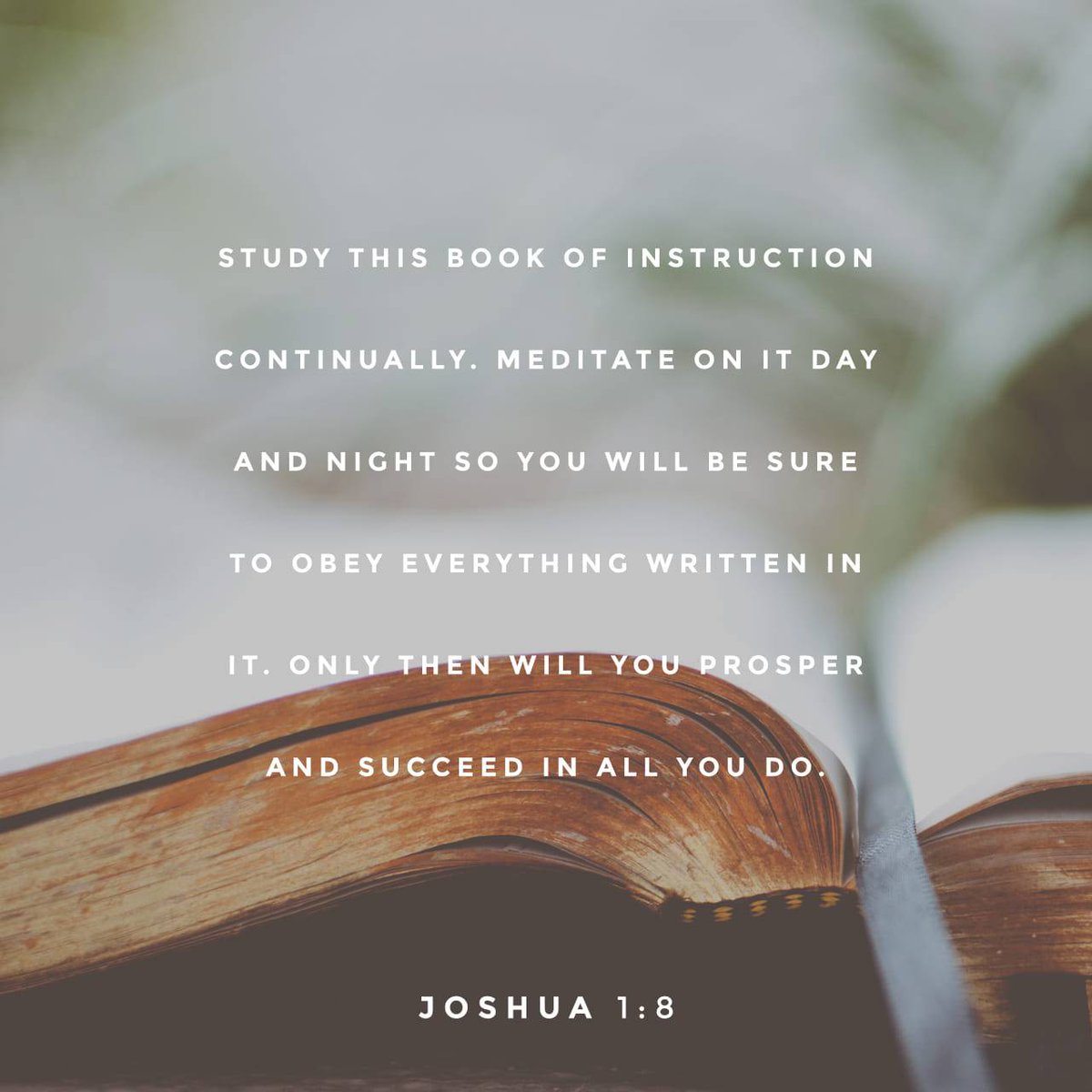 Joshua 1:8 NIV
[8] Keep this Book of the Law always on your lips; meditate on it day and night, so that you may be careful to do everything written in it. Then you will be prosperous and successful. 

bible.com/bible/111/jos.…
