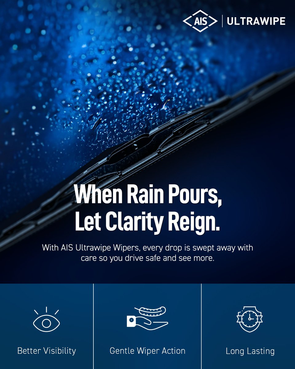 AIS_Glass's tweet photo. Monsoons are unpredictable. Your view shouldn’t be.
Drive with AIS Ultrawipe Wipers, where visibility meets clarity.
Learn more: https://t.co/vBzuHfeLbr
#AISGlass #AIS #AISUltrawipe #Wipers #Monsoons https://t.co/9hY0r8bF4U