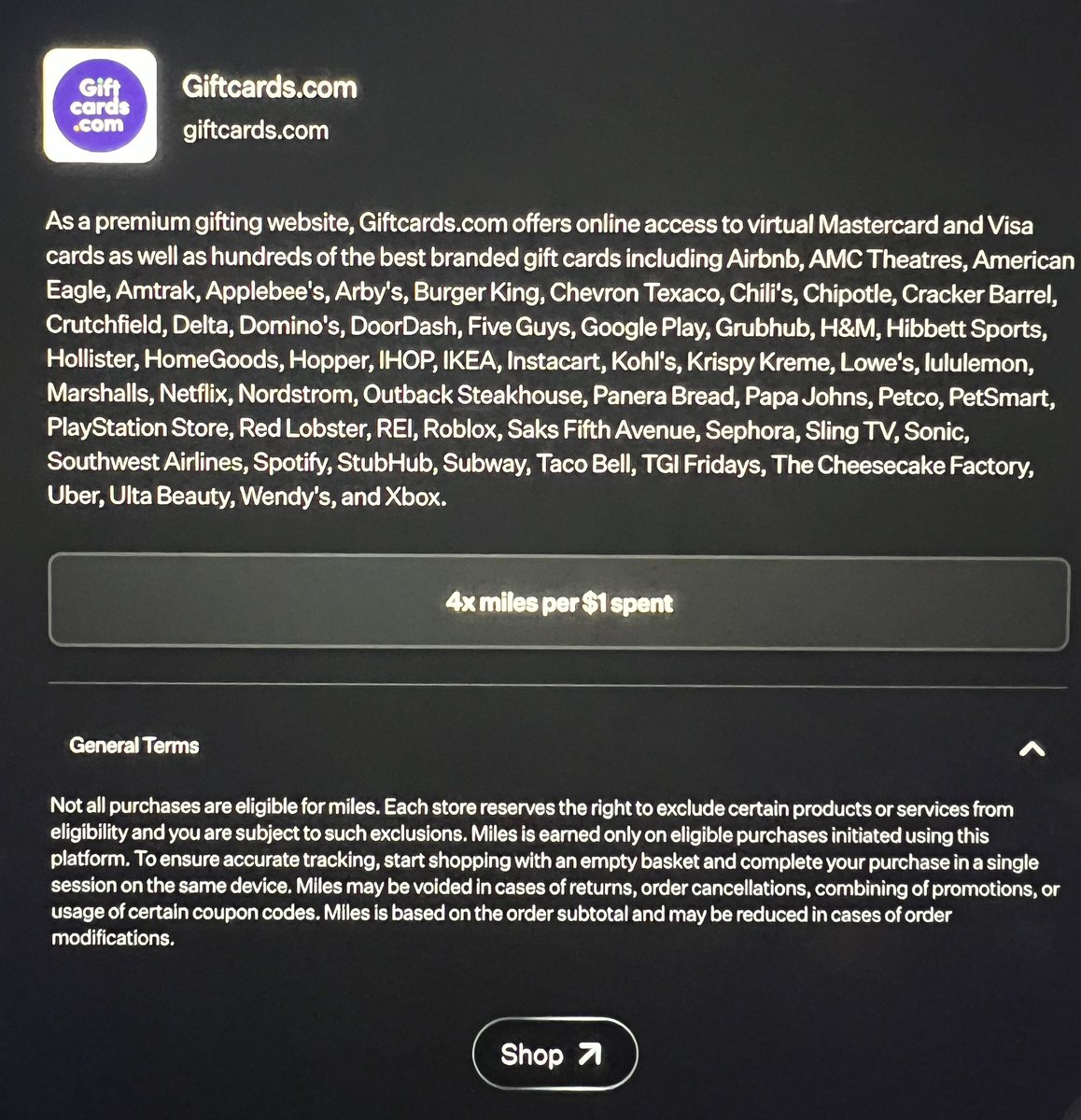 🚨 MS alert! 🚨 Rove Miles is offering 4X miles on gift card purchases (including Visa + MC). Sign up with my link and we’ll both get 500 bonus miles. rovemiles.com/?signup&referr…