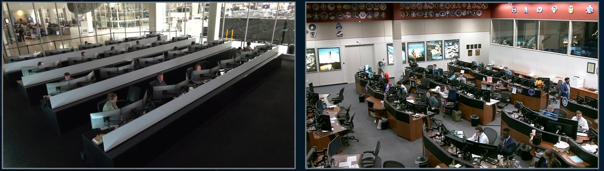 Which control room is SpaceX and which one is NASA? Dragon on approach to the space station.
