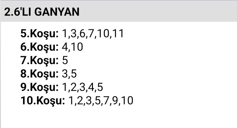 ANKARA ALTILI GANYAN TAHMİNİM 
NALÇAKAN HAN tek