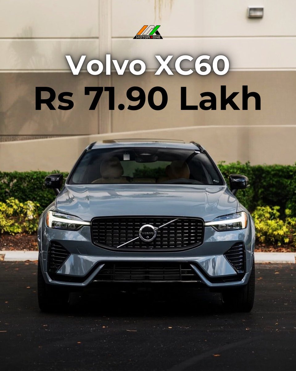 motorxone's tweet photo. Volvo XC60 facelift launched in India at an introductory price of ₹71.90 lakh, ex-showroom.

The front now features a a new diagonal-slat grille and redesigned bumper, dual tone 19-inch alloy wheels and smoked tail-lights.

#VolvoXC60 @volvocarsin https://t.co/Pw6JIxScau