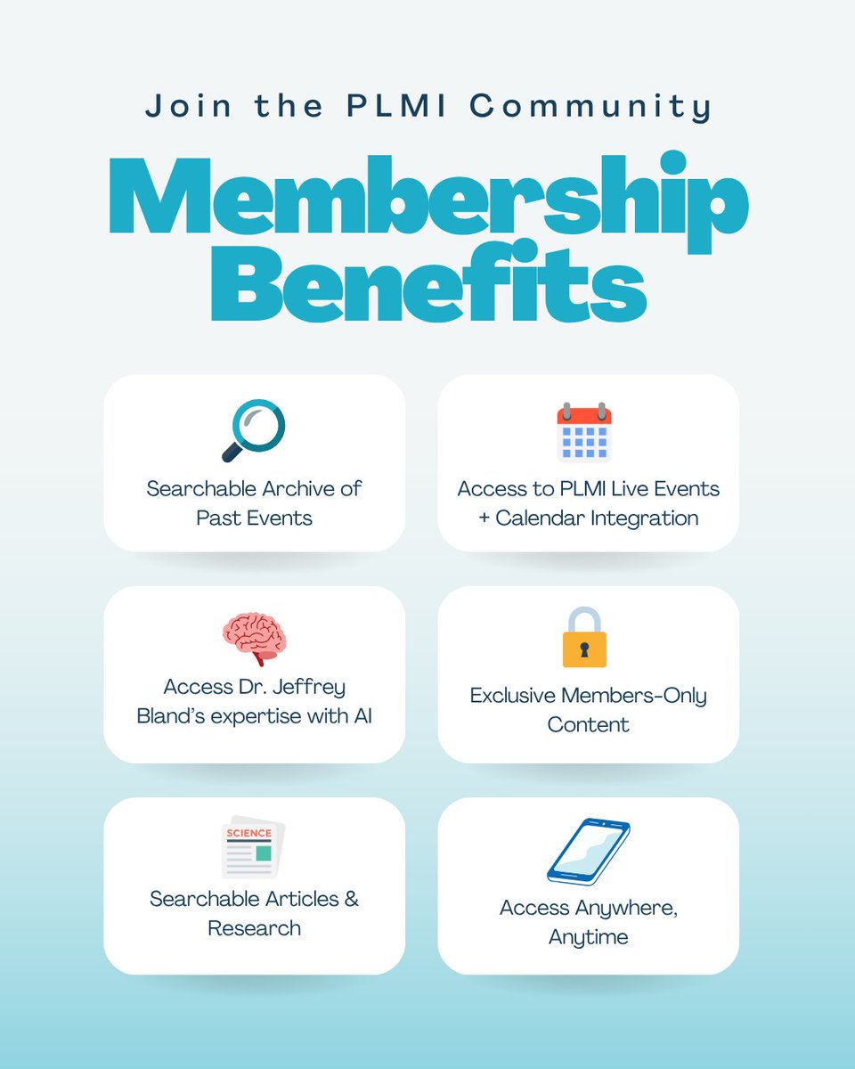 We've taken membership to the next level, providing more interaction and value to new members!

Members-only content—deeper dives 💡, premium sessions 🌟

Access to our "Ask Dr. Jeffrey Bland" AI 🤖

Start with a 2-week free introduction! ✅
members.plminstitute.org

#plmi