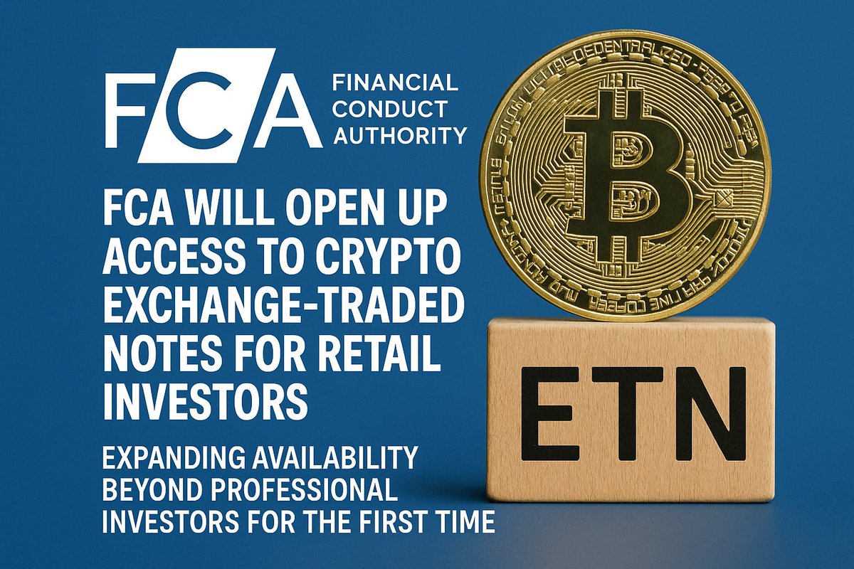 Big news for UK #Bitcoin and #Ethereum investors! The FCA is lifting its  ban on retail access to crypto ETNs, effective Oct 8, 2025. This means a  new, regulated way to invest