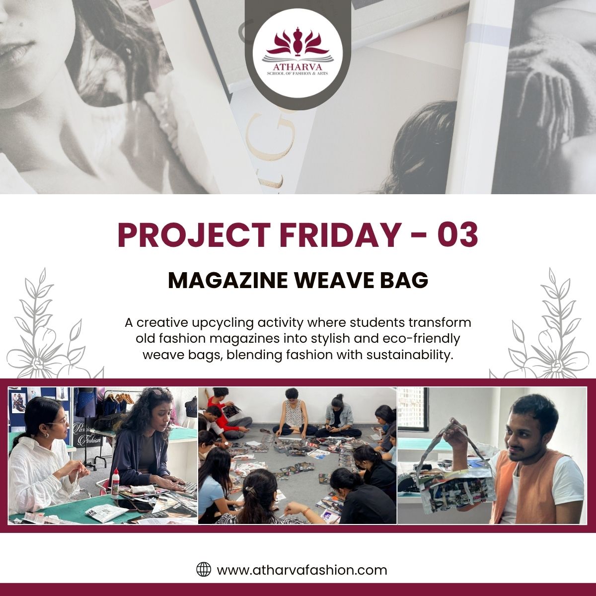 AsfaAtharva's tweet photo. From Pages to Purses! 
Turning old fashion magazines into eco-chic weave bags — where sustainability meets style! ♻️✨ 

#UpcycleInStyle #projectfriday #creativecampus #magazinebag https://t.co/0Ho4Kgw72W