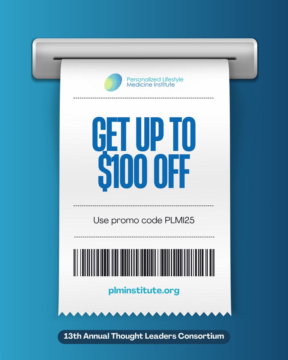 Register While You Can! The 13th Annual TLC is Coming Up!

This year's focus: The Revolutionary Applications of AI 🤖, Biometrics ⌚, and Nutrigenomics 🧬 to Disorders of Immunometabolism.

plminstitute.org/events/13th-an…

Don't forget PROMO CODE PLMI25 for a fantastic $100 savings! 💰