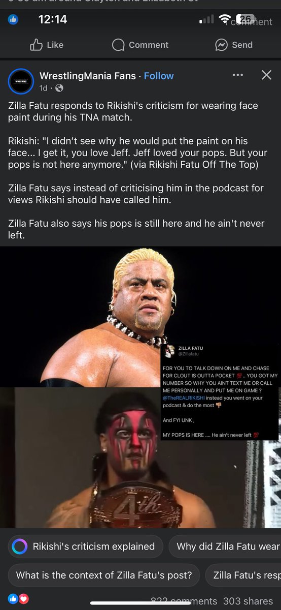 Zilla Fatu may be an asshole but he’s a real one. Who wouldn’t get their face painted if Jeff Hardy of all people said he would do it. The face paint ruled, Zilla is gonna be a star one day…and Rikishi always respect og triple OG but you’re being out of pocket.