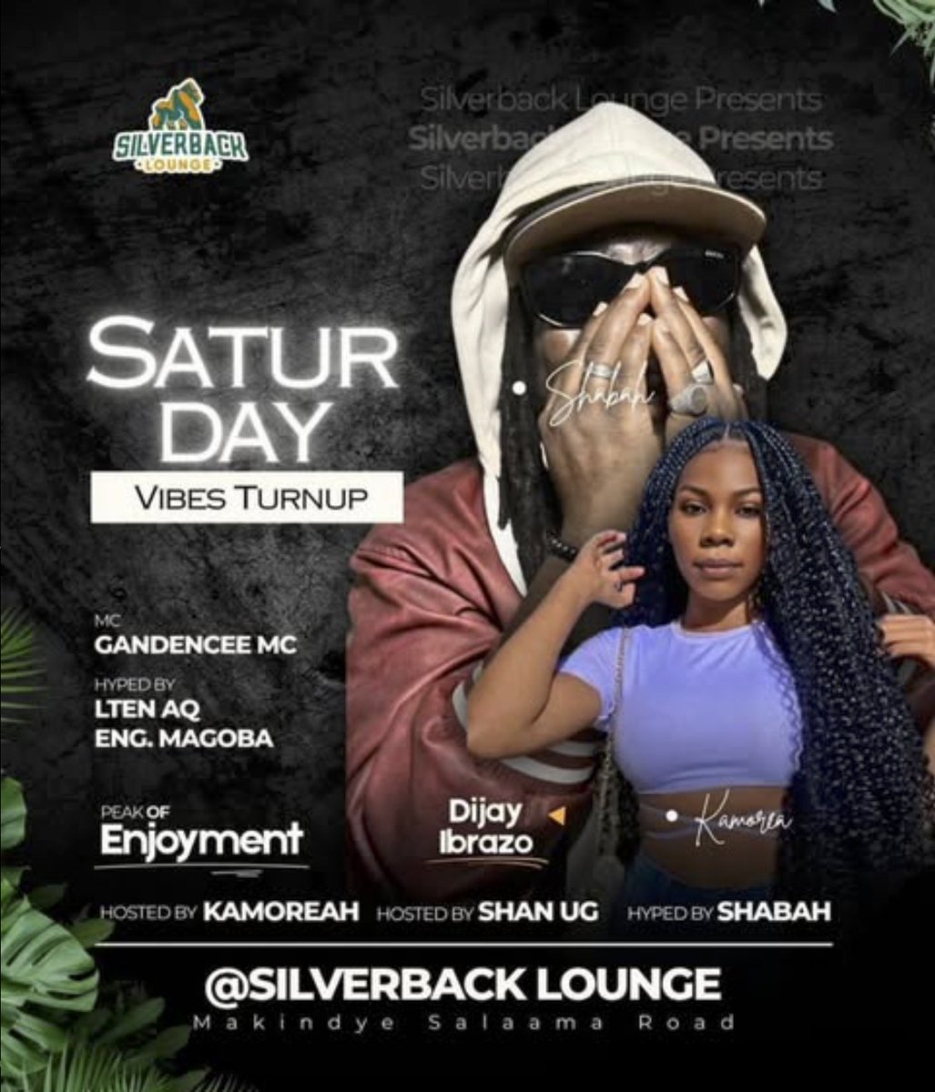 Silverback Lounge (@silverbackug) on Twitter photo 🔥 It’s YOUR VIBES TURNUP SATURDAY!
Drinks cold. Music loud. Vibe unmatched.
Only at Silverback Lounge 🦍
#TurnUpSaturday #SilverbackVibes
<a href="/Omusirima/">cyberghost</a> <a href="/ChaapaLeague/">Chaapa League</a> <a href="/hmwesigye/">mwesigye henry</a> <a href="/dj_hakuna/">Häkûñá ™️ áñûʞäH</a> <a href="/Traver45612206/">Tra cy</a> 🔥 It’s YOUR VIBES TURNUP SATURDAY!
Drinks cold. Music loud. Vibe unmatched.
Only at Silverback Lounge 🦍
#TurnUpSaturday #SilverbackVibes
<a href="/Omusirima/">cyberghost</a> <a href="/ChaapaLeague/">Chaapa League</a> <a href="/hmwesigye/">mwesigye henry</a> <a href="/dj_hakuna/">Häkûñá ™️ áñûʞäH</a> <a href="/Traver45612206/">Tra cy</a>