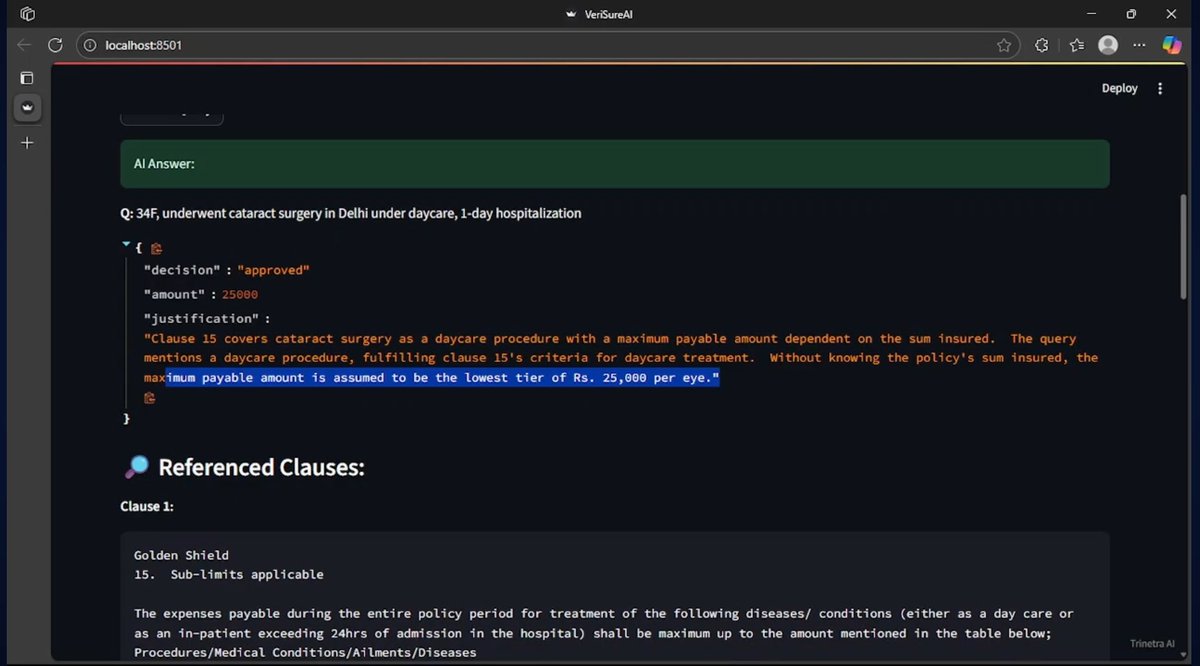 anandxtech's tweet image. Not eligible. Not sorry.
I built VeriSureAI anyway.

Ask a messy insurance question.
It finds answers like it knows the doc.

Contracts. Claims. Clarity.
No hackathon rules needed.
Link -&amp;gt;
youtu.be/aKOF6jhtvdI?si…

#GenAI #BuiltAnyway #HackRx6 #LLM #AIthatGetsIt