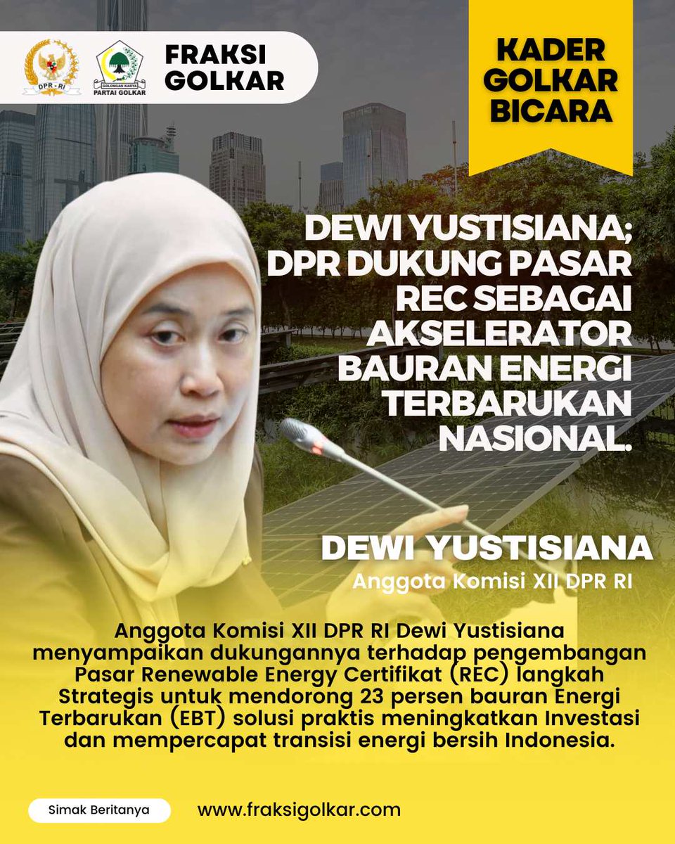 fraksigolkar.com/read/770/dewi-… -dpr-dukung-pasar-rec-sebagai-akselerator-bauran -energi-terbarukan-nasional
