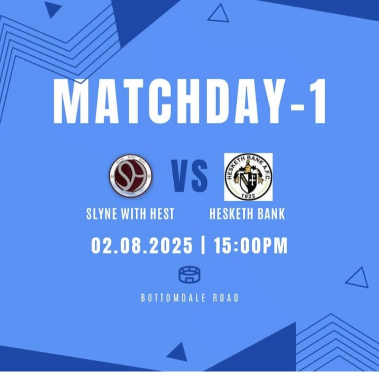 Slyne with Hest FC (@slynewithhestfc) on Twitter photo Matchday β½οΈβ½οΈ
The season starts now.
Today we welcome <a href="/Heskethbankfc/">Heskethbankafc</a> <a href="/westlancsleague/">West Lancashire League</a> to Bottomdales 3pm ko snack bar open, cash only #UTS π΅ Matchday β½οΈβ½οΈ
The season starts now.
Today we welcome <a href="/Heskethbankfc/">Heskethbankafc</a> <a href="/westlancsleague/">West Lancashire League</a> to Bottomdales 3pm ko snack bar open, cash only #UTS π΅