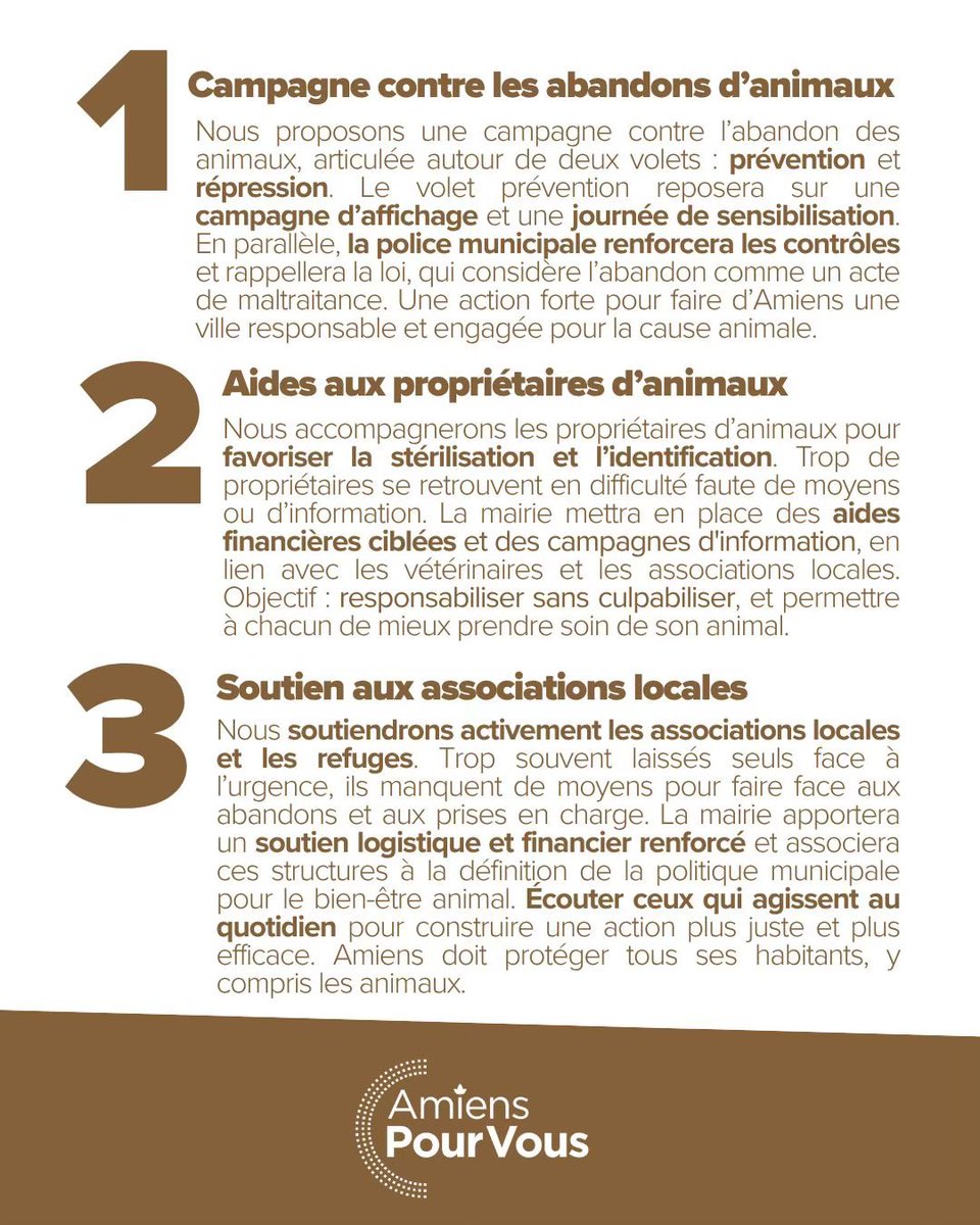 🚗🐾 Alors que des milliers de vacanciers vont se croiser, des milliers d’animaux sont abandonnés. Chaque année, c’est la même honte : plus de 200 000 animaux laissés sur le bord du chemin.

Face à ce fléau, Amiens doit s'engager.