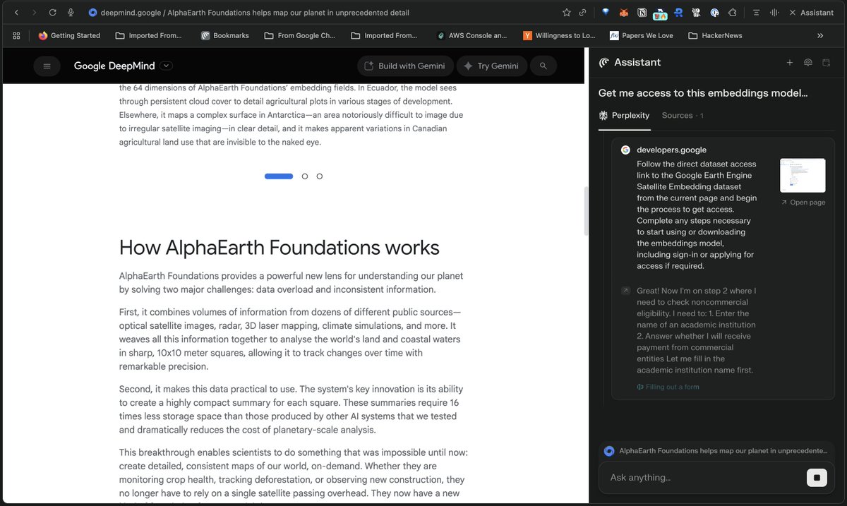 Got the invite to <a href="/PerplexityComet/">placeholder</a> today - impressive to see it turn into an operator on demand.

My first usecase to research my inbox and send an email worked flawlessly. Kudos to <a href="/perplexity_ai/">Perplexity</a> team!