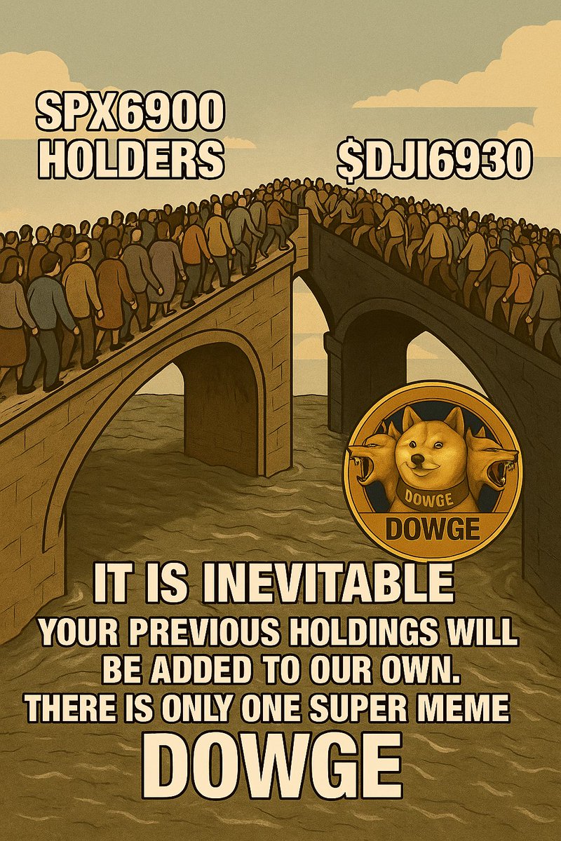 BengDathan's tweet photo. The migration has begun.
๐ SPX6900 holders are flowing in.
๐ Resistance is futile.
Your previous holdings will be added to our own.
There is only one super meme now.
DOWGE. $DJI6930.
The future has a new index.
#Dowge #DJI6930 #SuperMeme #Trinites #NewFinancialOrder https://t.co/ezna1MXZp2