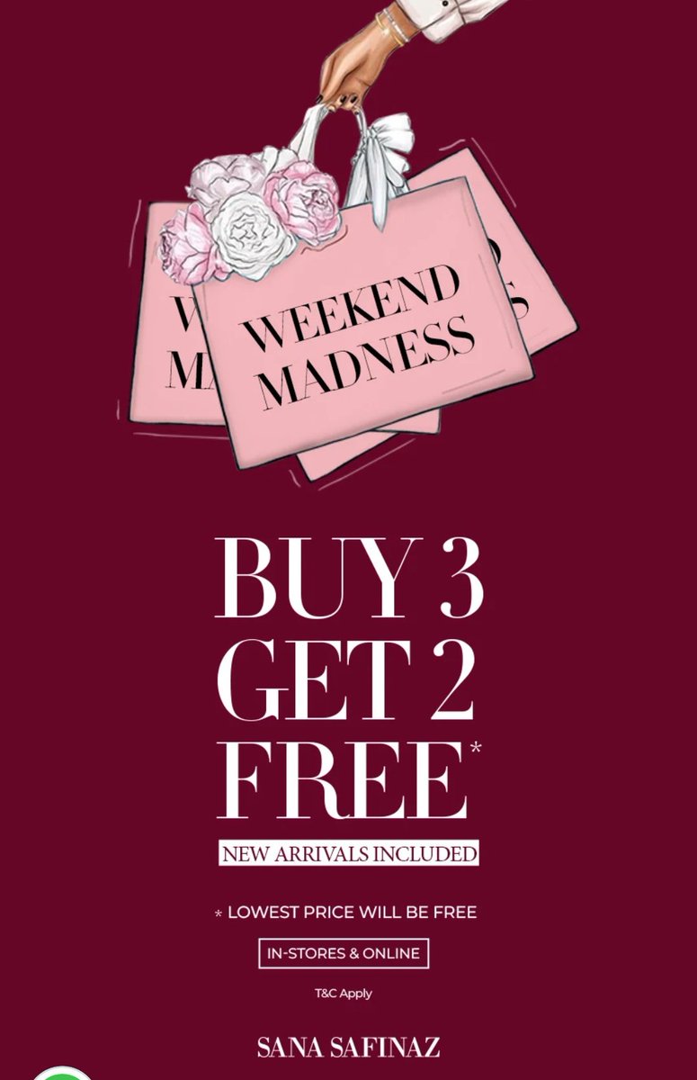 hinasafi's tweet image. Buy 3 Get 2 Free wali sales bhi lagne lag gai hain.
#SaleShale #SaleAlert