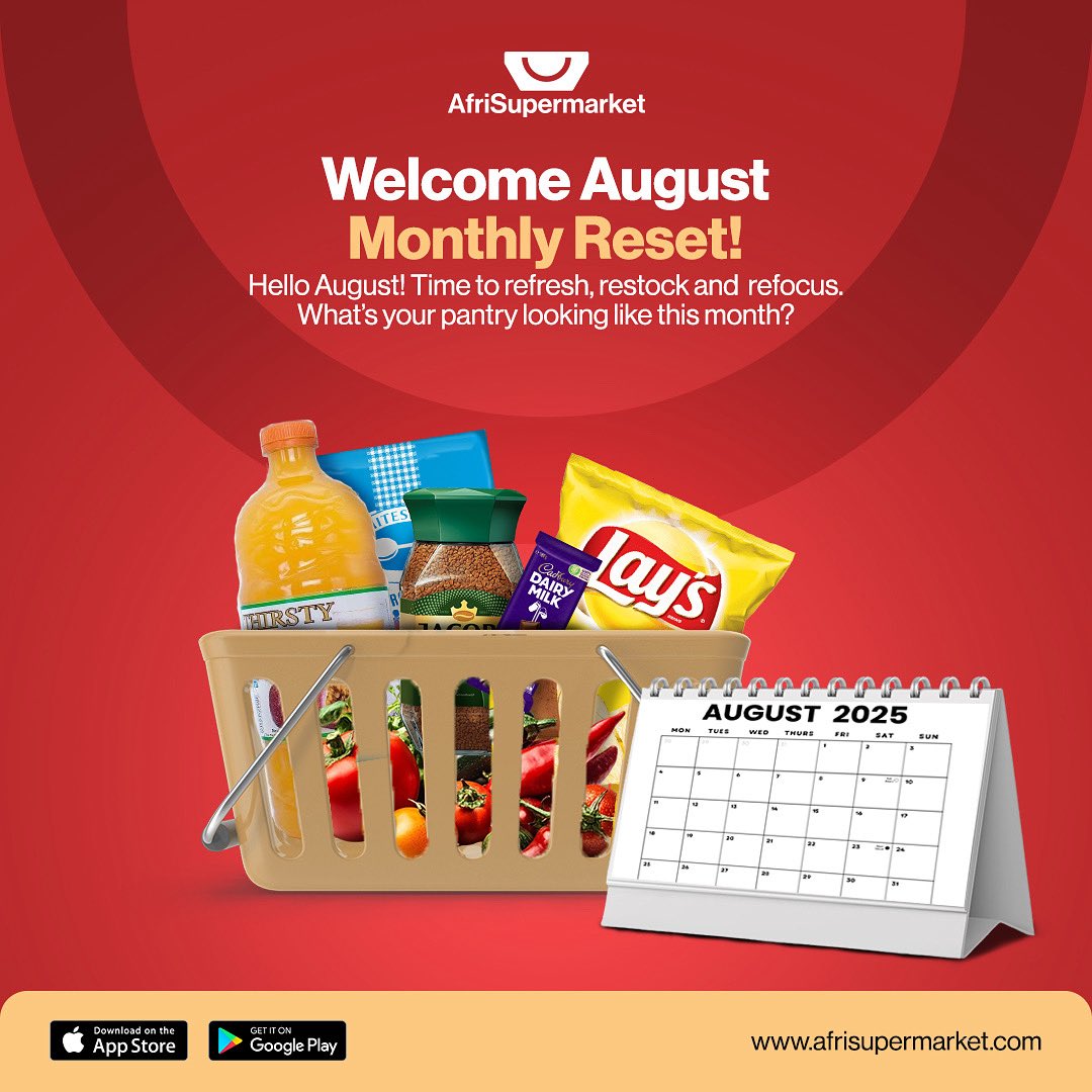🛒✨ August Reset Starts Here!
Kick off the month with a fully stocked pantry — snacks, essentials, and everything in between! Afrisupermarket has your monthly restock covered.
Tap the app, shop what you need, and stay ready all August long.

📅 #MonthlyReset #AfriSupermarket