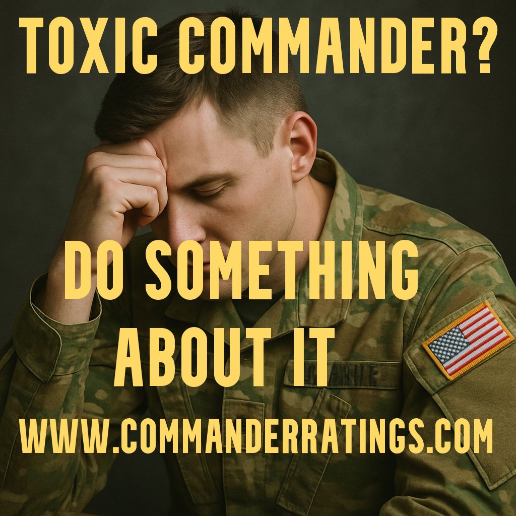 Commander Ratings (@commanderrating) on Twitter photo Because toxic commanders were never part of the contract.  Visit CommanderRatings.com today and start #holdingleadershipaccountable anonymously and for free. Because toxic commanders were never part of the contract.  Visit CommanderRatings.com today and start #holdingleadershipaccountable anonymously and for free.