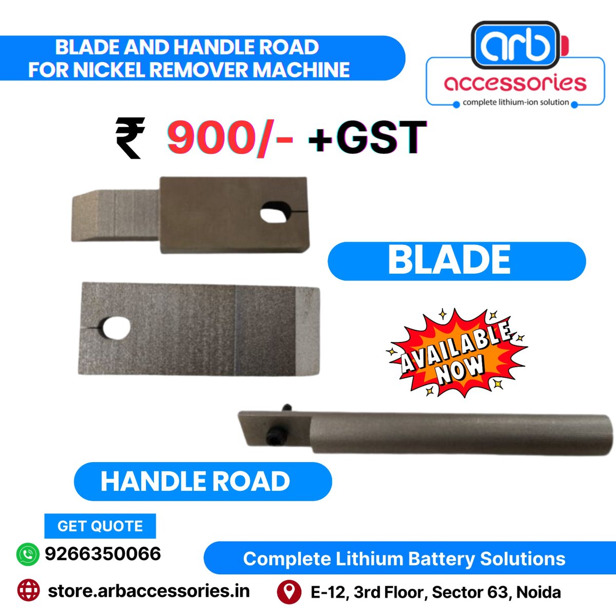 arb_ltd's tweet image. 🛠️ Cell Nickel Remover Machine Accessories
Precision tools to boost your battery repair workflow 🔋

🛒 Buy Now 👉store.arbaccessories.in/search?query=n…

 #ARBaccessories #NickelRemover #BatteryTools #18650Fixture #BladeReplacement #DIYBatteryPack #BatteryRepair #CellRefurbishment #NickelStrip