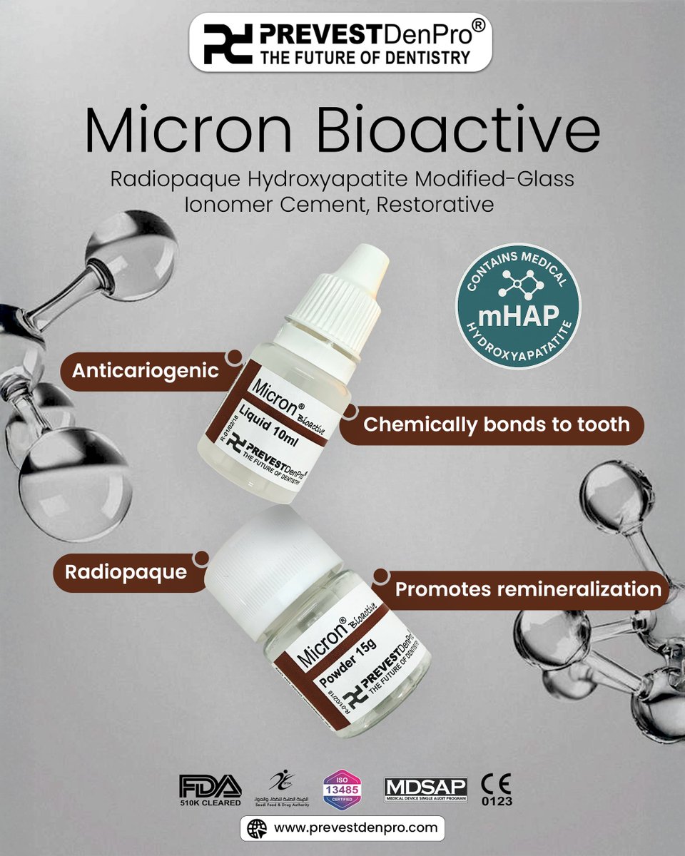 PrevestDenPro_'s tweet photo. Micron Bioactive – Restore &amp; Heal!
Enhanced with medical-grade mHAP for:
✅ Anticariogenic action
✅ Remineralization
✅ Radiopacity
✅ Tooth bonding
🔗 Learn more: https://t.co/QKnMatnjYC
#MicronBioactive #PrevestDenPro https://t.co/3DRei5hYyJ
