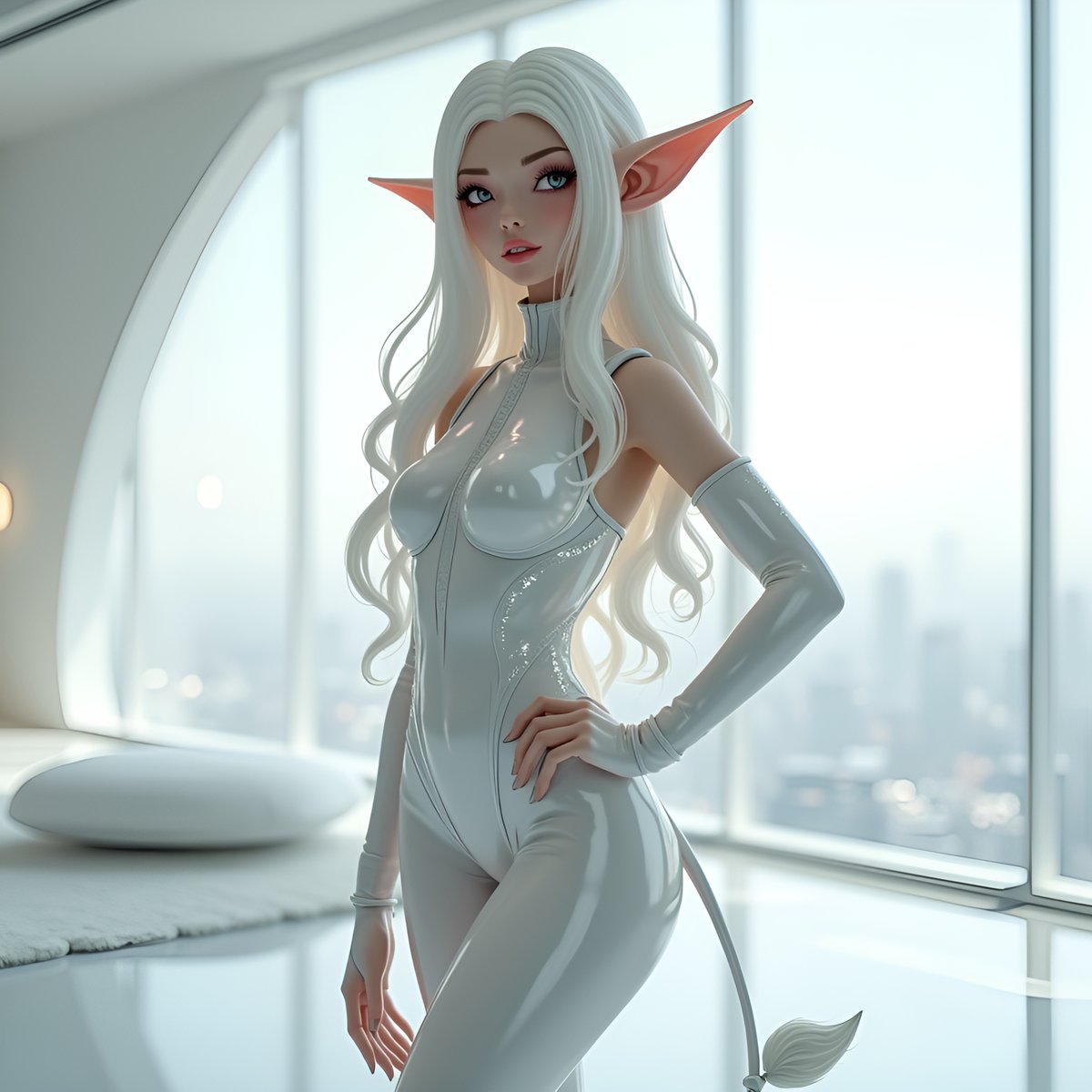 PromptSin's tweet photo. Ready to conquer the futuristic fashion scene! ✨ Who's your sci-fi inspo? #CyberChic #FeminineFuturism https://t.co/KNASEdelMK