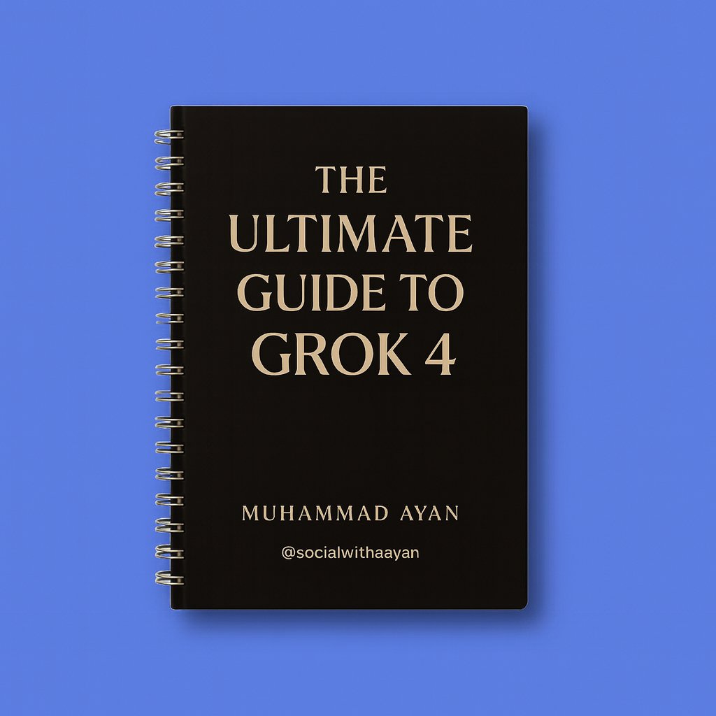socialwithaayan's tweet image. I&apos;ve been testing Grok 4 since its launch.

It&apos;s not just another AI model; it can transform how you research, build, and think.

Most people don&apos;t know where to begin, so I&apos;ve created The Ultimate Guide to Grok 4.

Inside, you&apos;ll find:

– What makes Grok 4 unique
– How to use it…
