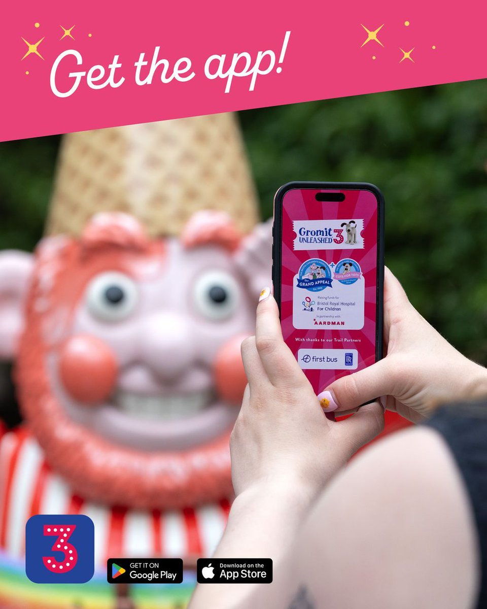 Don’t forget to download the Gromit Unleashed 3 app! ✨

Follow your trail progress, unlock sculptures, and plan your Grand Day Out with our official app. Discover 53 star-studded sculptures across Bristol and explore the magic of cinema, films, stories, and legends that inspired
