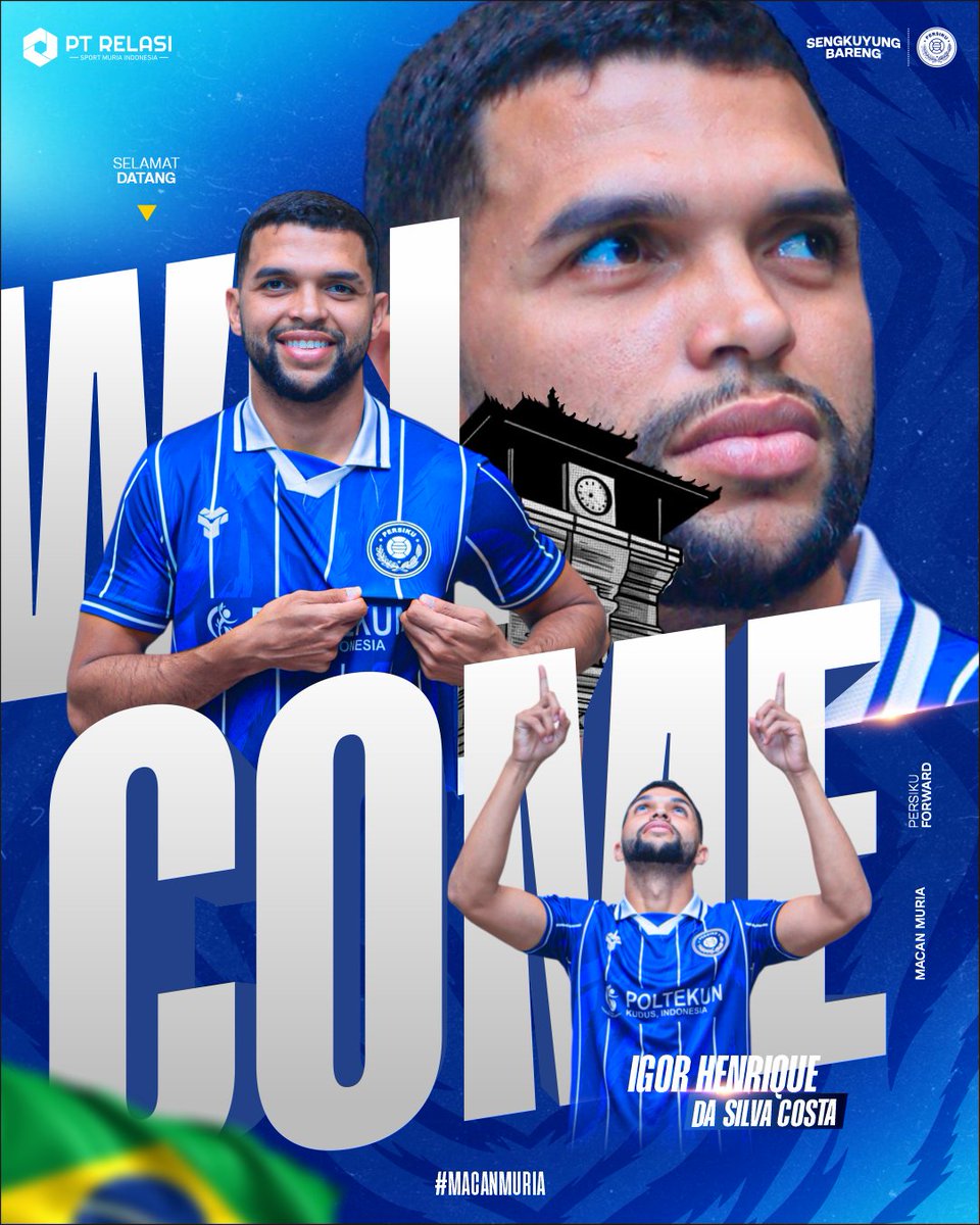 PERSIKU_Kudus's tweet photo. Dari Negeri Samba Menuju Bumi Macan Muria π
Welcome home Igor Henrique Da Silva Costa. Tunjukkan gocekan maut dan taringmu menembus jala musuhmu π₯π΅
#Persiku
#MacanMuria https://t.co/3Nrcl923dT