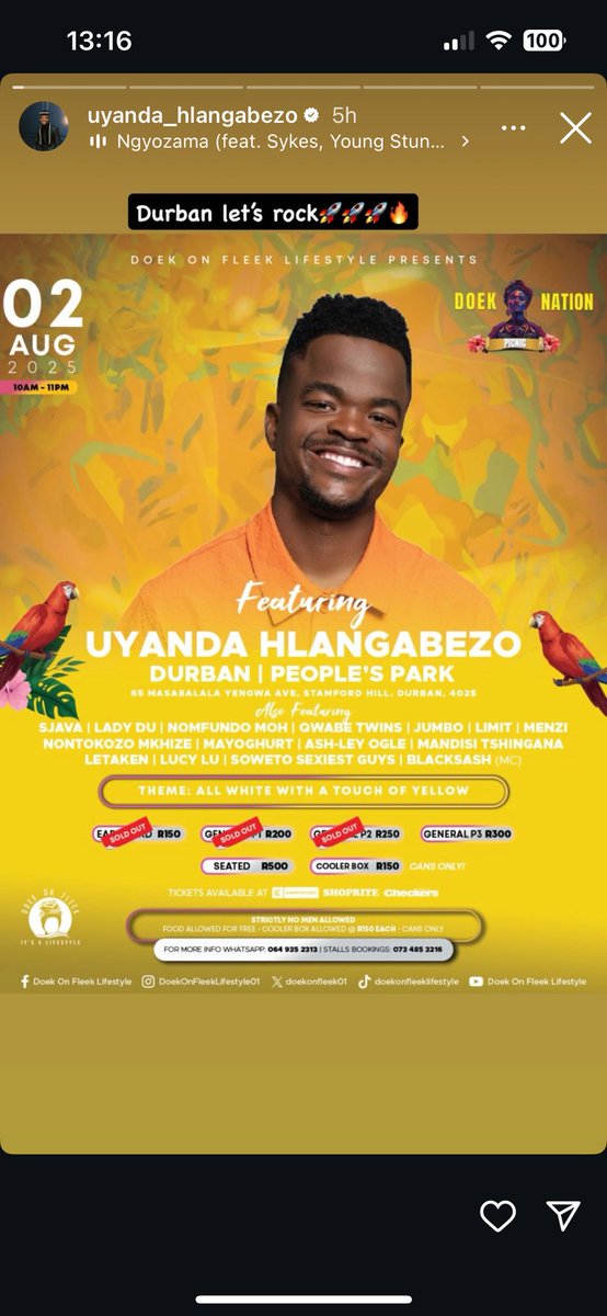 Let’s rock

UYANDA X DOEK ON FLEEK
UYANDA IN DURBAN

#UyandaHlangabezo
#UyandaAtDoekOnFleek