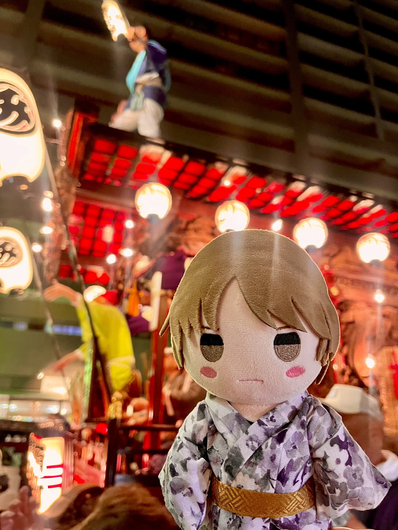 【オーダー】ぬい服　浴衣　大橋さん ちびぬいオーダーページ メンカラパーカー×デニムオーバーオール