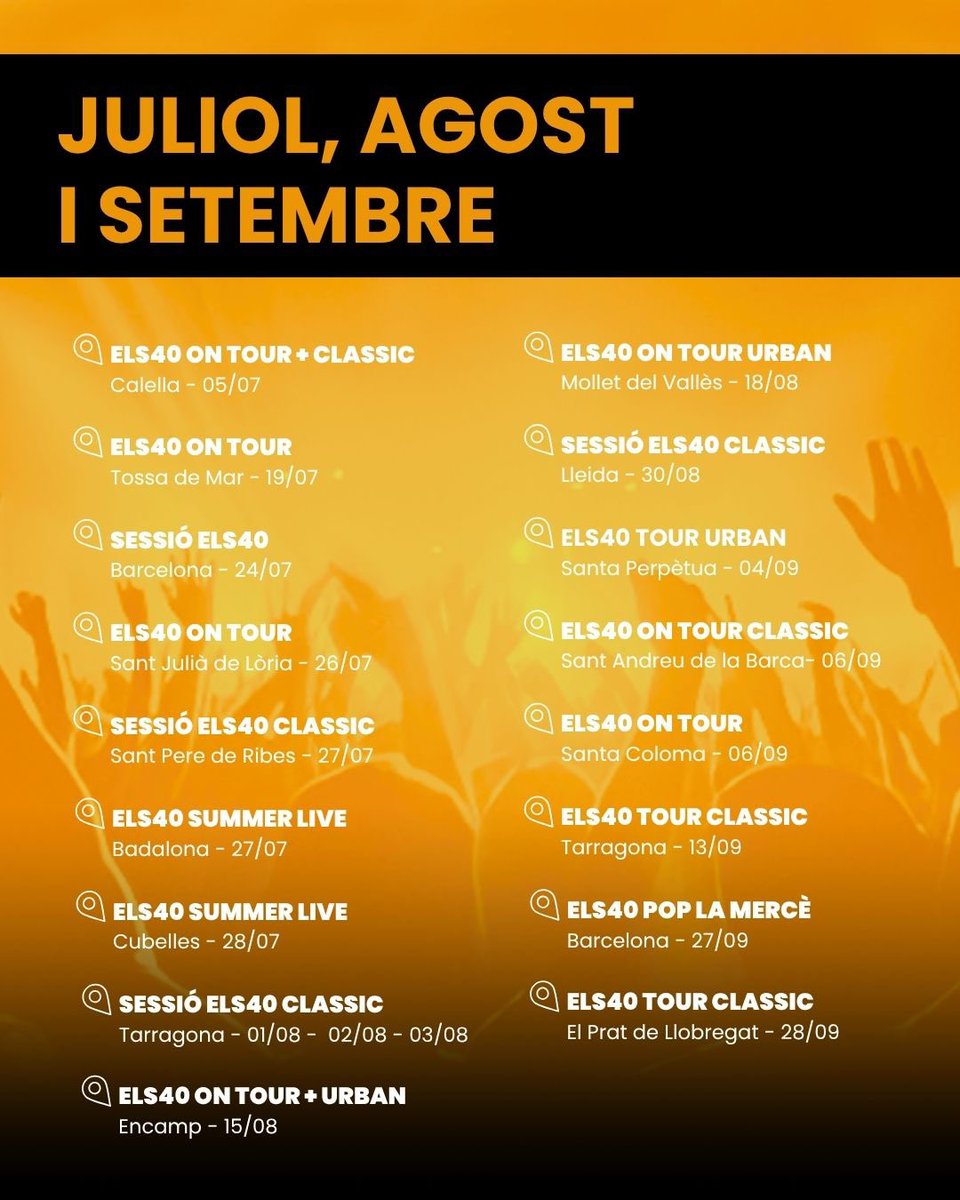 Els40_'s tweet image. 🎉 Més de 30 parades arreu de Catalunya amb Víctor de la Torre, Adrià Soler, Sergi Sánchez, Josep Bartomeus, Laia Partida, Uri Mora, Adrià Ortega i Pol Corredoira 🎧

🥳 Gràcies per sumar-vos a cada festa 💥 A l’agost i setembre… seguim amb més! On ens veiem? 👀