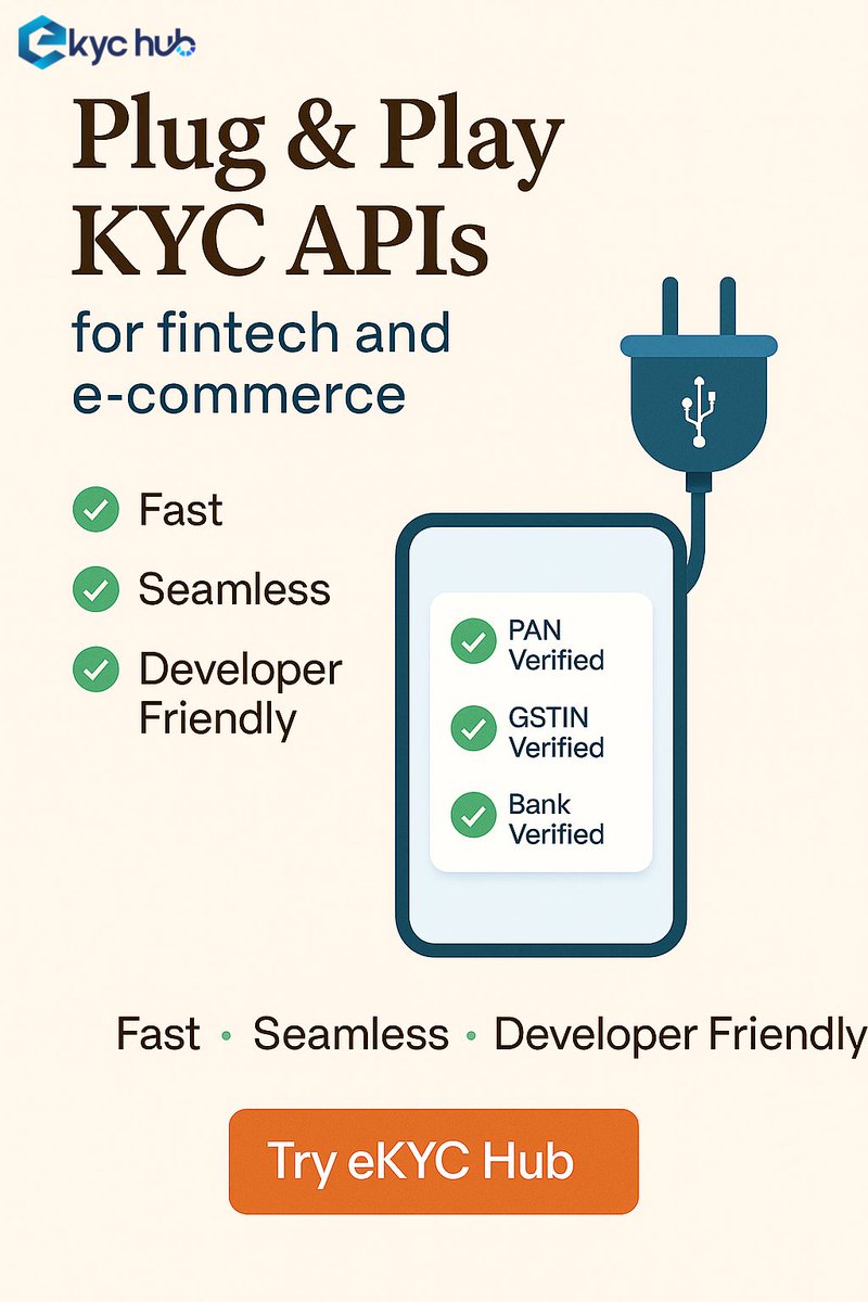 ekyc_hub's tweet image. Seamless Identity Verification Starts Here! 🔌
Plug & Play KYC APIs for fintech and e-commerce.
✅ Fast ✅ Secure ✅ Developer-Friendly
Try eKYC Hub today!"#eKYCHub #KYCAPI #DigitalVerification #FintechIndia #PlugAndPlayAPI
#CustomerOnboarding #AMLCompliance #DeveloperFriendly