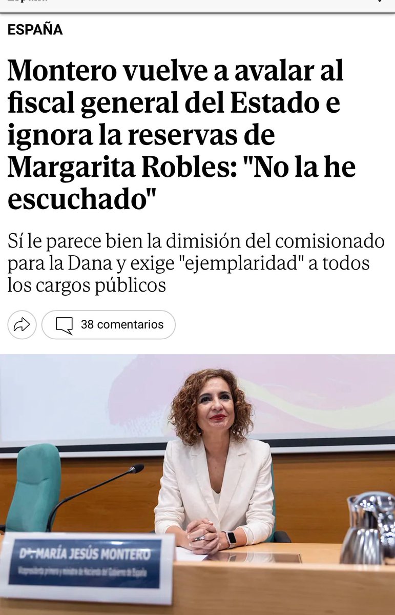 👉 La dimisión del comisionado de la Dana por mentir y estafar a los ciudadanos le parece bien a la ministra, ejercicio de ejemplaridad dice, pero la del fiscal general por presuntamente delinquir no, ahí no hay que ser ejemplar….. 🤦🏻