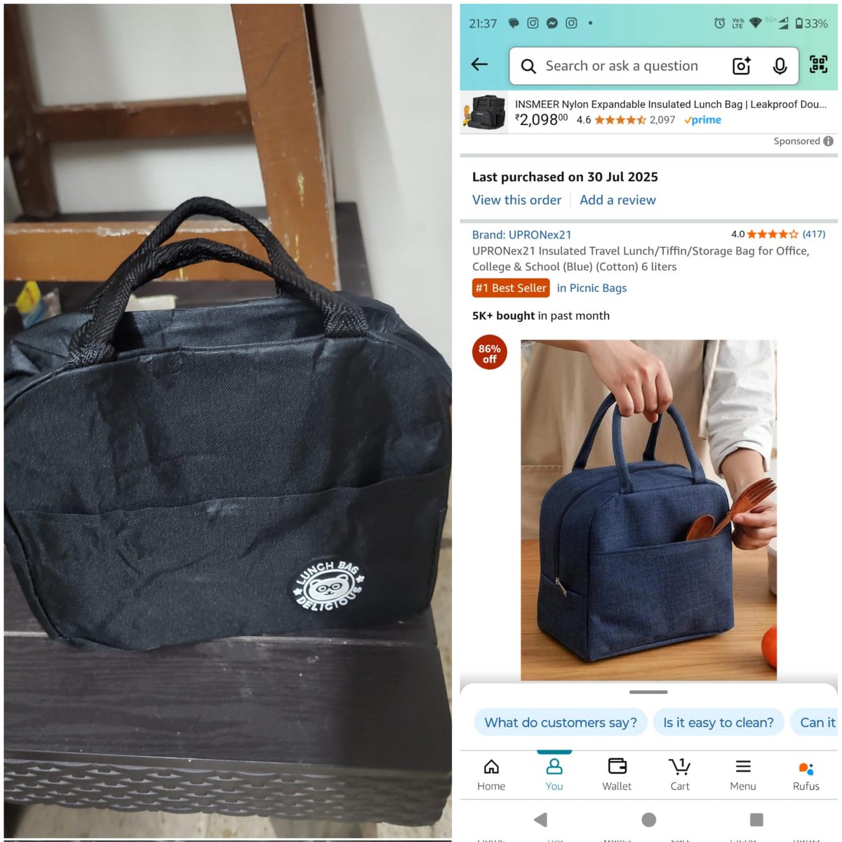 SShankarjadhav's tweet photo. Ordered Nice Lunch Bag and you guy's delivered this @amazonIN @amazon https://t.co/9nFJdsLSij
