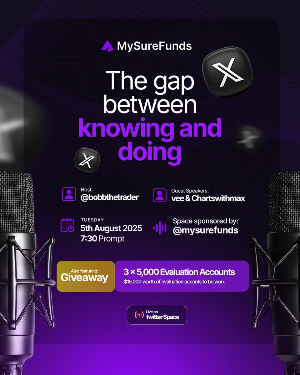 BOBBY || π¨ββοΈ (@bobbthetrader) on Twitter photo Whatβs stopping you from doing what you already know?
Letβs uncover the truth on 5th August:
π <a href="/bobbthetrader/">BOBBY || π¨ββοΈ</a>
π€ Guest: CEO of <a href="/mysurefunds/">MySureFunds</a>
π€ Speakers: <a href="/vee_anibe/">Veeπ</a> & @chartswithmax
π Giveaway: 3X $5,000 accounts
π₯Sponsored by <a href="/mysurefunds/">MySureFunds</a> ll Are you ready to close the gap? Whatβs stopping you from doing what you already know?
Letβs uncover the truth on 5th August:
π <a href="/bobbthetrader/">BOBBY || π¨ββοΈ</a>
π€ Guest: CEO of <a href="/mysurefunds/">MySureFunds</a>
π€ Speakers: <a href="/vee_anibe/">Veeπ</a> & @chartswithmax
π Giveaway: 3X $5,000 accounts
π₯Sponsored by <a href="/mysurefunds/">MySureFunds</a> ll Are you ready to close the gap?