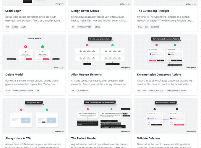 guillaume_rygn's tweet image. J&apos;ai redécouvert un site qui rassemble pleins de tips d&apos;UX/UI avec pleins d&apos;exemple !

Il me manque toujours un petit truc sur mes design mais quand j&apos;applique ces conseils mes designs passent à un autre niveau 🤯

une petite pépite ! Je mets le lien en dessous 👇