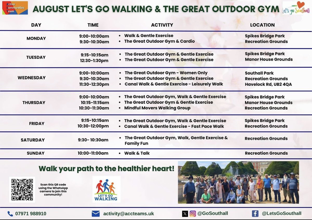 JM4NorwoodGreen's tweet image. #NorwoodGreen #Southall &amp;amp; @EalingCouncil residents @GoSouthall August’s outdoor activity calendar is now live!
From walking groups to nature routes &amp;amp; lots, lots more besides —get involved meet new friends &amp;amp; enjoy the great outdoors!
Scan their QR code to #getoutgetactive