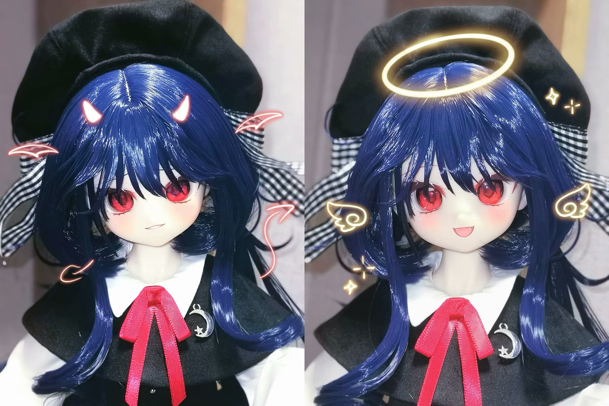 SChiriGH's tweet photo. Devil cat👿 &amp; Angel Cat✨
Make my OC a real doll!🥺❤️
#oc #BJD #doll https://t.co/hXoxWuABEZ
