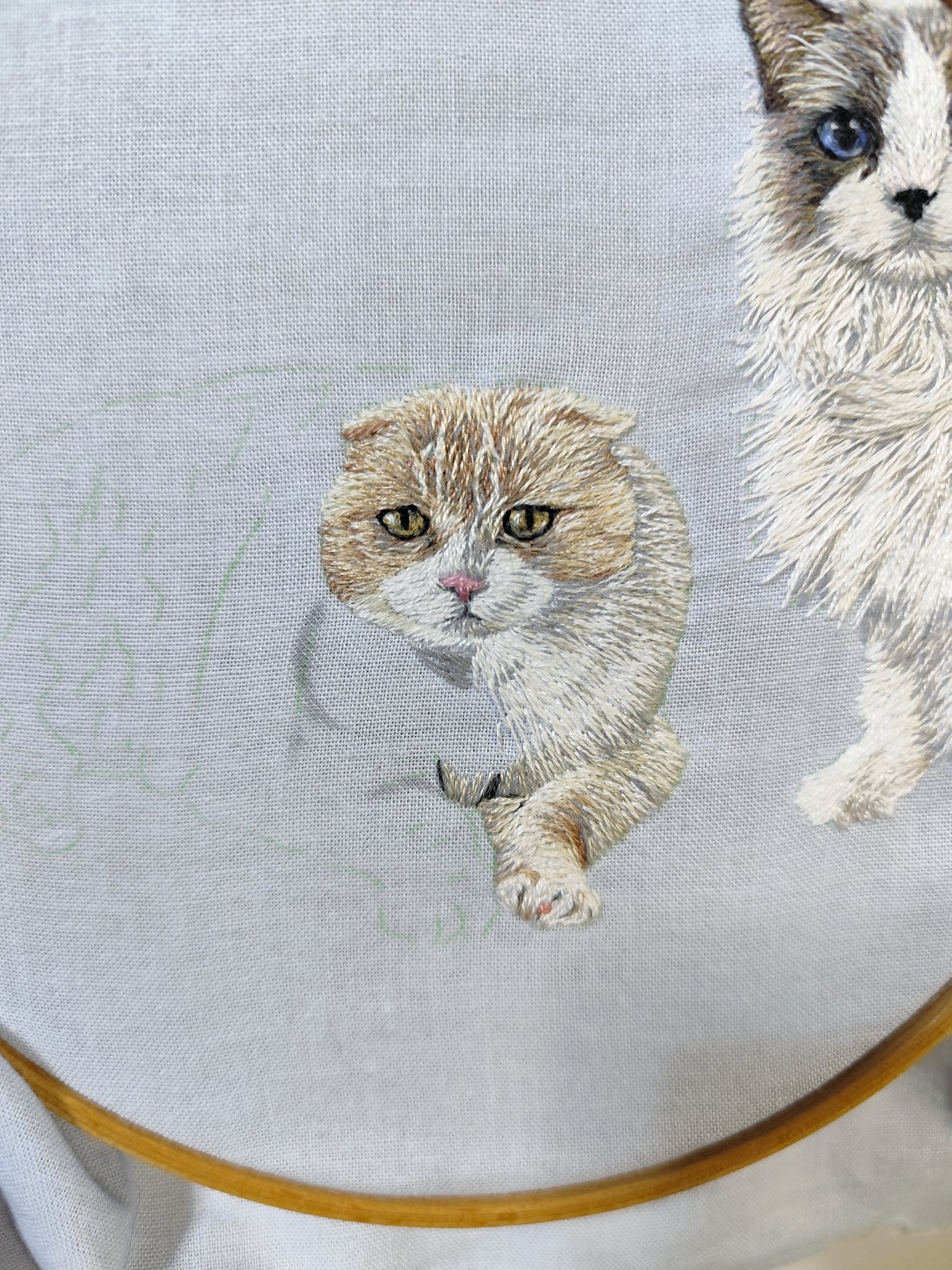 672 コロ葱(マロ)専用猫顔刺繍付きオーバーオール　ハンドメイド2点 672 コロ葱(マロ)専用猫顔刺繍付きオーバーオール ハンドメイド2
