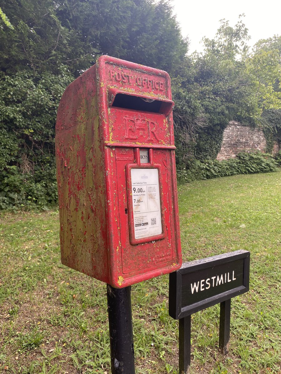 Happy #postboxsaturday from the tiny hamlet of Westmill, near Ware. In a lovely setting but box is in need of some TLC